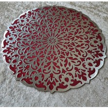 Sehara Orta Sehpa Runneri/masa Örtüsü/ Kadife/s.deri Işlemeli/bordo GÜMÜŞ/46CM