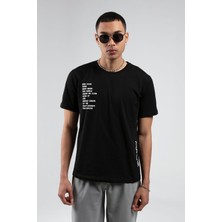 Edition Siyah Bisiklet Yaka Kısa Kollu Baskılı %100 Pamuklu T-Shirt| EE10008844-8844