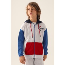 Kappa Authentic Clayton Erkek Çocuk Gri Regular Fit Fermuarlı Eşofman Üstü