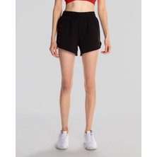 Kappa Survivor Woman Short 1 Kadın Siyah-Kırmızı Regular Fit Performance Şort