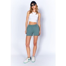 Edition Eskitme/soluk Efektli Rahat Kesim Kadın Şort | Petrol| EK100678854-8854