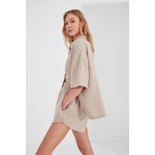 Edition Taş Müslin Kadın Rahat Kesim Şort | EK1007205-7205