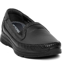 Forelli 29423 Kadın Siyah Deri Comfort Ayakkabı