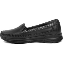 Forelli 29423 Kadın Siyah Deri Comfort Ayakkabı
