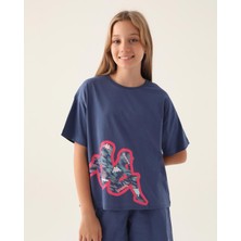 Kappa Logo Camryn Kız Çocuk Mavi Regular Fit Tişört
