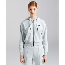 Kappa Authentic Moe Kadın Gri Regular Fit Fermuarlı Eşofman Üstü