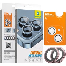 BLUEO iPhone 15 / 15 Plus Original Metal Frame Pembe Kamera Lens Camı Koruyucu - Çerçeve