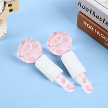 Welta Gua Sha Ice Globes Buz Küresi Soğuk Masaj Topu 2 Adet ve Pembe Kuvars Face Roller &pembe Kuvars Kal