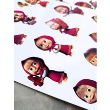 Hiras Dizayn Maşa ve Koca Ayı Sticker Sayfaları 48 Adet 4 Sayfa Sevimli Maşha Çıkartma Etiket Sticker Set