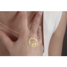 Decovienotr Lotus Çiçeği Mandala Gümüş KOLYE,925 Ayar Gümüş Kolye,gümüş,rose Gold,altın Kaplama Kolye