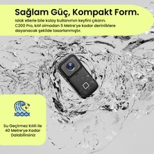 Sjcam C200 Pro 4K Hdr 2160P 1200MAH Geniş Batarya H.265 5g Wifi 20MP 135° Kompakt Tasarım 40 Metre Su Geçirmez Kılıflı Geniş Açılı Mini Aksiyon Kamerası Siyah