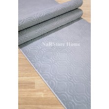 Nar Store Home Elit Gri Embos Kabartmalı Yıkanabilir Kaymaz Taban Kesme Yolluk Halı