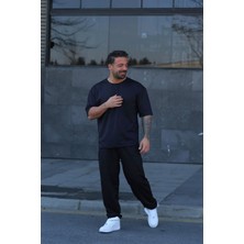 CMZ Collection Erkek Bisiklet Yaka Ince Beli Lastikli Kısa Kollu Düz Eşofman Takımı