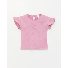 LC Waikiki Bisiklet Yaka Nakışlı Kız Bebek Tişört