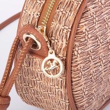 Nas Bag Kadın Mini Çapraz Hasır Görünümlü Çanta Vizon Hasır (21X16X8 Cm)