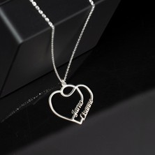 Decovienotr Kişiye Özel Kalpli Isim Kadın Gümüş KOLYE,925 Ayar Gümüş Kolye, Gümüş, Rose Gold,altın Kaplama Kolye
