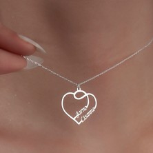 Decovienotr Kişiye Özel Kalpli Isim Kadın Gümüş KOLYE,925 Ayar Gümüş Kolye, Gümüş, Rose Gold,altın Kaplama Kolye