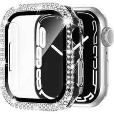 W Wopiece Apple Uyumlu Apple Watch 1 2 3 4 5 6 7 9 Se Serisi Uyum 45MM Taşlı Diamond 360 Tam Koruma Şeffaf Si