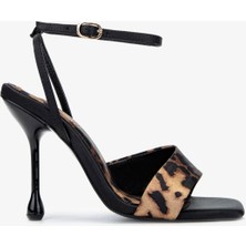 Valmenti Aden Kadın Sıyah/leopar Deri Sandalet 909 9002 Bn Sndlt Y24