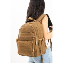 571 Collections Çanta Ultra Hafif Çok Cepli Orta Boy Sırt Çantası Unisex Taba (Model: 571-3E)