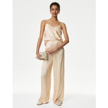 Marks & Spencer Yüksek Bel Wide Leg Saten Pantolon