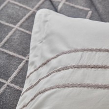 Nazik Home Cosmo Çizgili Çift Kişilik 9 Parça Nevresim + Pike Set