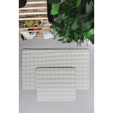 My Evilla Modern Bubble Yıkanabilir Kaymaz Peluş Banyo Paspası Halısı 2'li Klozet Takımı 50X80-50X40CM Krem