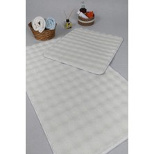 My Evilla Modern Bubble Yıkanabilir Kaymaz Peluş Banyo Paspası Halısı 2'li Klozet Takımı 50X80-50X40CM Krem