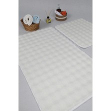 My Evilla Modern Bubble Yıkanabilir Kaymaz Peluş Banyo Paspası Halısı 2'li Klozet Takımı 50X80-50X40CM Krem