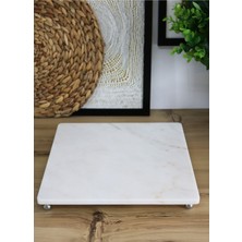 Gemboss Doğal Mermer 30X30 cm Boncuk Ayaklı Kare Sunumluk Mermer