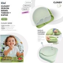 Kiwi Cloudy 11 Parça Full Silikon Bebek Beslenme Seti: Olive Renk, Bpa/pvc Içermez, Doğal, Güvenli, Esnek