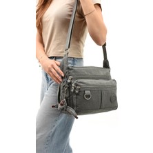 571 Collections Çanta Çapraz Askılı Ultra Hafif Çok Cepli Bayan Omuz Çantası Gri (Model: 571-6D)