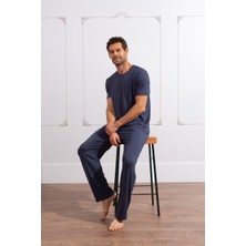 CMZ Collection Erkek Salaş Pijama Takımı Rahat Bisiklet Yaka Günlük Ince Takım