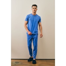 CMZ Collection Erkek Salaş Pijama Takımı Rahat Bisiklet Yaka Günlük Ince Takım