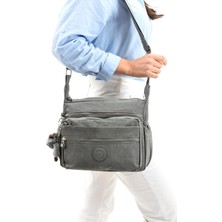 571 Collections Çapraz Askılı Ultra Hafif Çok Cepli Kadın Omuz Çantası Gri (Model: 571-6A)