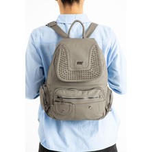 571 Collections Yıkanmış Deri Sırt Çantası Gri (Model: 571-9-11D)