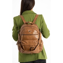 571 Collections USB Girişli Suni Deri Sırt Çantası Taba (Model: 571-9-12E)