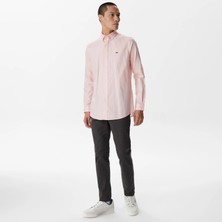 Nikke Lacoste Erkek Slim Fit Düğmeli Yaka Pembe Gömlek
