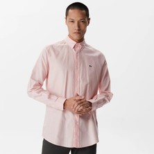 Nikke Lacoste Erkek Slim Fit Düğmeli Yaka Pembe Gömlek