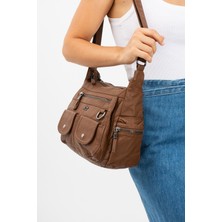 571 Collections Suni Deri Omuz Çantası Taba (Model: 571-11-10G)