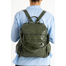 571 Collections Suni Deri Sırt Çantası Yeşil (Model: 571-9-12B)