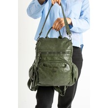 571 Collections Suni Deri Sırt Çantası Yeşil (Model: 571-9-12B)