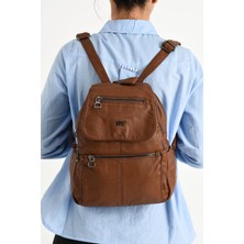 571 Collections Yıkanmış Deri Sırt Çantası Taba (Model: 571-9-11A)