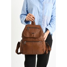 571 Collections Yıkanmış Deri Sırt Çantası Taba (Model: 571-9-11A)
