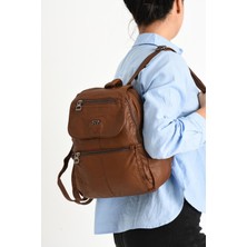 571 Collections Yıkanmış Deri Sırt Çantası Taba (Model: 571-9-11A)