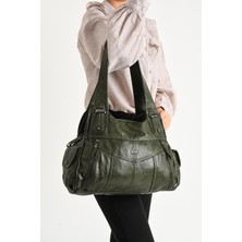 571 Collections Suni Deri Omuz Çantası Yeşil (Model: 571-11-13C)