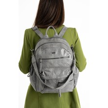 571 Collections USB Girişli Suni Deri Sırt Çantası Gri (Model: 571-9-12E)