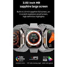 Gümüş Tekno Gümüş Watch 8 Ultra Kılıf ve Ekran Koruyuculu 7 Kordonlu Akıllı Saat IPHONE14 Uyumlu 49 mm 200-300