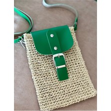 Zuviel Deco Hasır Mini Bag, Cep Telefonu Çantası Yeşil / Standart