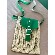 Zuviel Deco Hasır Mini Bag, Cep Telefonu Çantası Yeşil / Standart